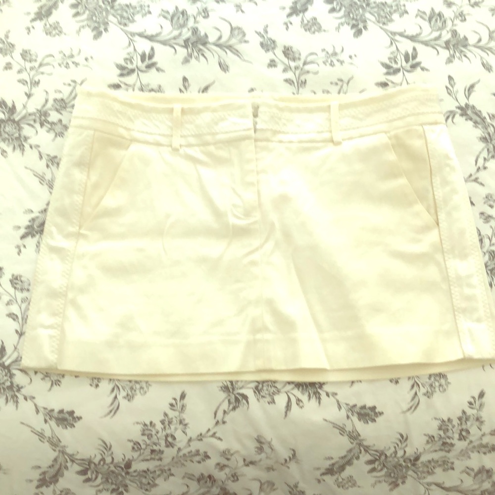 Cream tuxedo mini skirt